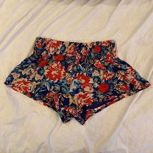 Floral fabric shorts